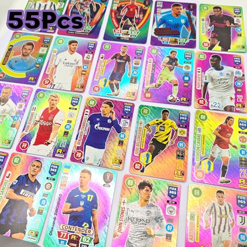 World Cup Fussball Star Karten,55 PCS Fußball Sammelkarten,Champions League Fußball Karte, Fußball Karten Für Fans