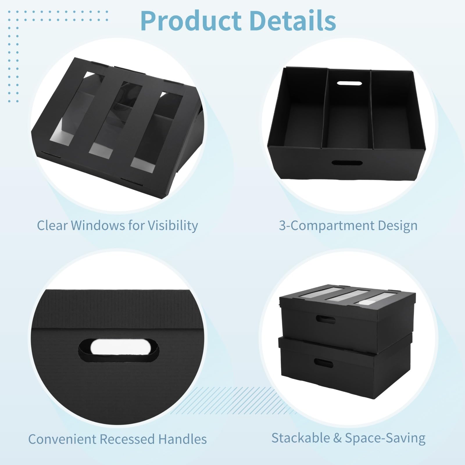 Scatole per CD, 5 custodie impilabili per CD con coperchio, porta CD a 3 scomparti con finestra trasparente, può contenere 450 custodie per gioielli, 41,2 x 31,7 x 15 cm