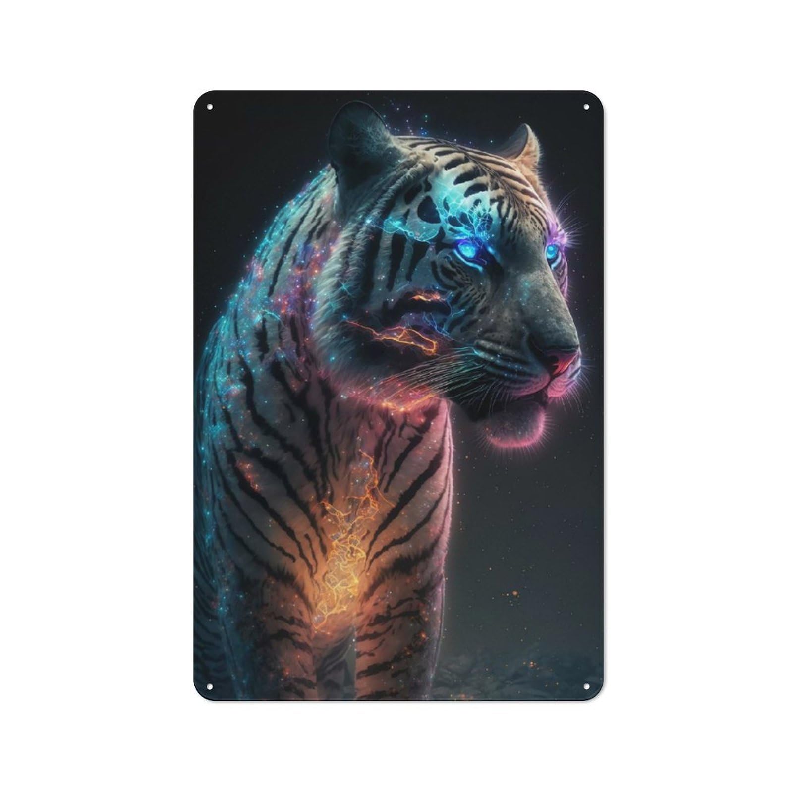Junmoney Style Vintage Tin Sign 30X20cm With Cosmic Tiger For Garage Or Workshop, For Metal Sign Collectors, For Cafés, Pubs And Restaurants