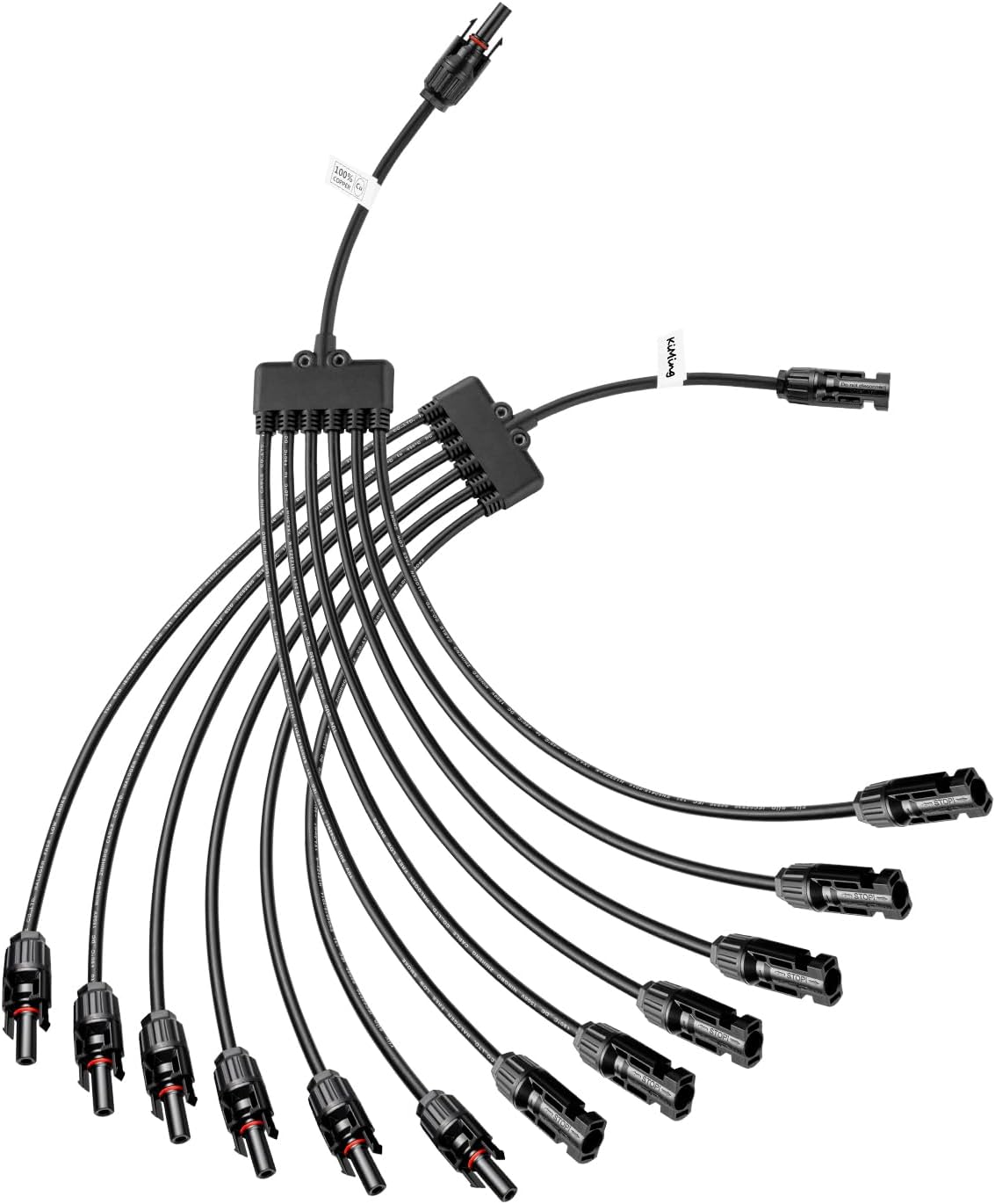 Solar Y Connector - 1 to 6 Parallel Solar Panel Connector, 63cm Extension, High Current Capacity, IP67 Waterproof Solar Cable, 8-14AWG Compatible