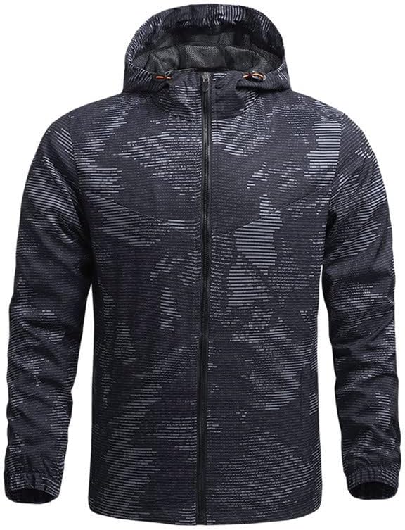 Men's Windbreaker Coat Lightweight Hooded Outdoor Hiking Windproof Running Sport Cycling Jackets