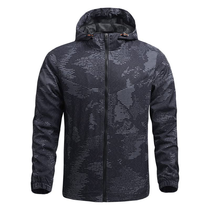 Manteau coupe-vent léger à capuche homme sport noir XXXL de vélo