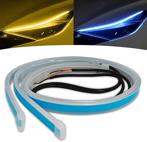 Miniatura 7 de Tira de luz LED para automóviles de 24 pulgadas, tira de luces LED ámbar, luces de circulación diurna para automóvil, tiras de señal de giro para