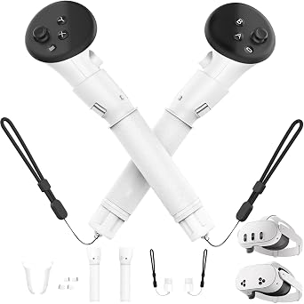 Handle Attachment Compatible Controller Accessories Grip Attachments with Oculus / 3S/ 3 Beat Saber Grips VR Gorilla Tag Controller Extension Grip Extension Grips for VR Games White
