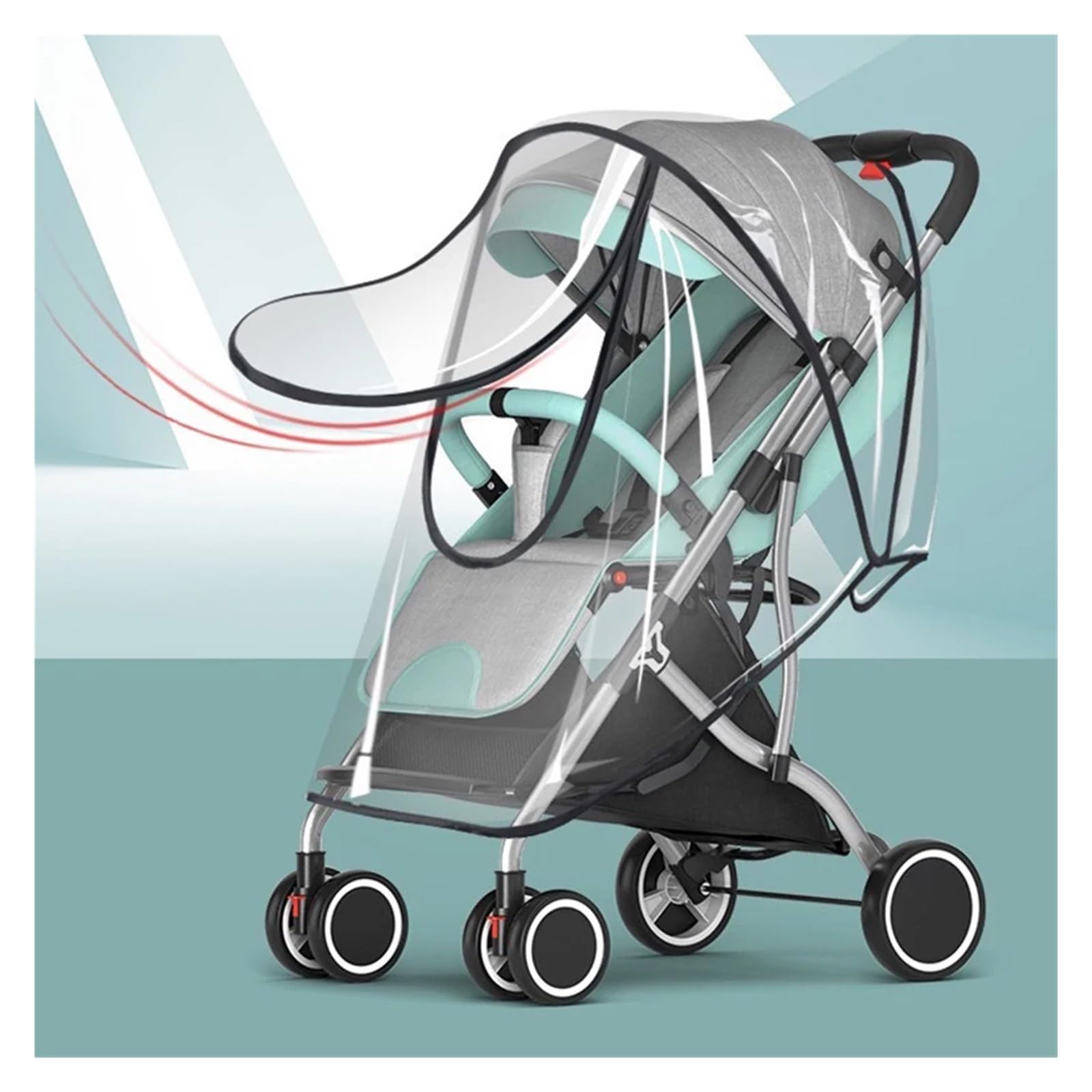 Kinderwagen Regenschutz Universal wasserdichte Kinderwagen Regenschutz Kinderwagen Zubehör Transparent Wind Staub Schild Reißverschluss Öffnen for Kinderwagen Regenmantel(Zipper Eva raincover)