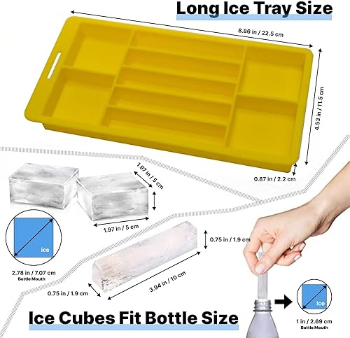 Miniatura 5 de MHOOW Bandejas de cubitos de hielo de silicona para botellas de agua, cavidades de molde de cubitos de hielo, palitos largos de fácil liberación