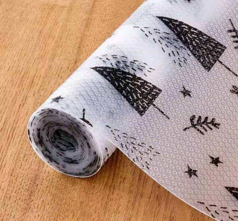 Image of ElastPro (45 cm X 3 m) Printed Shelf Liners for Kitchen Shelves, Drawer Mat, Shelf Liner, Fridge Mats, Kitchen Cabinet Drawer Mat Liner (Christmas Tree Print)