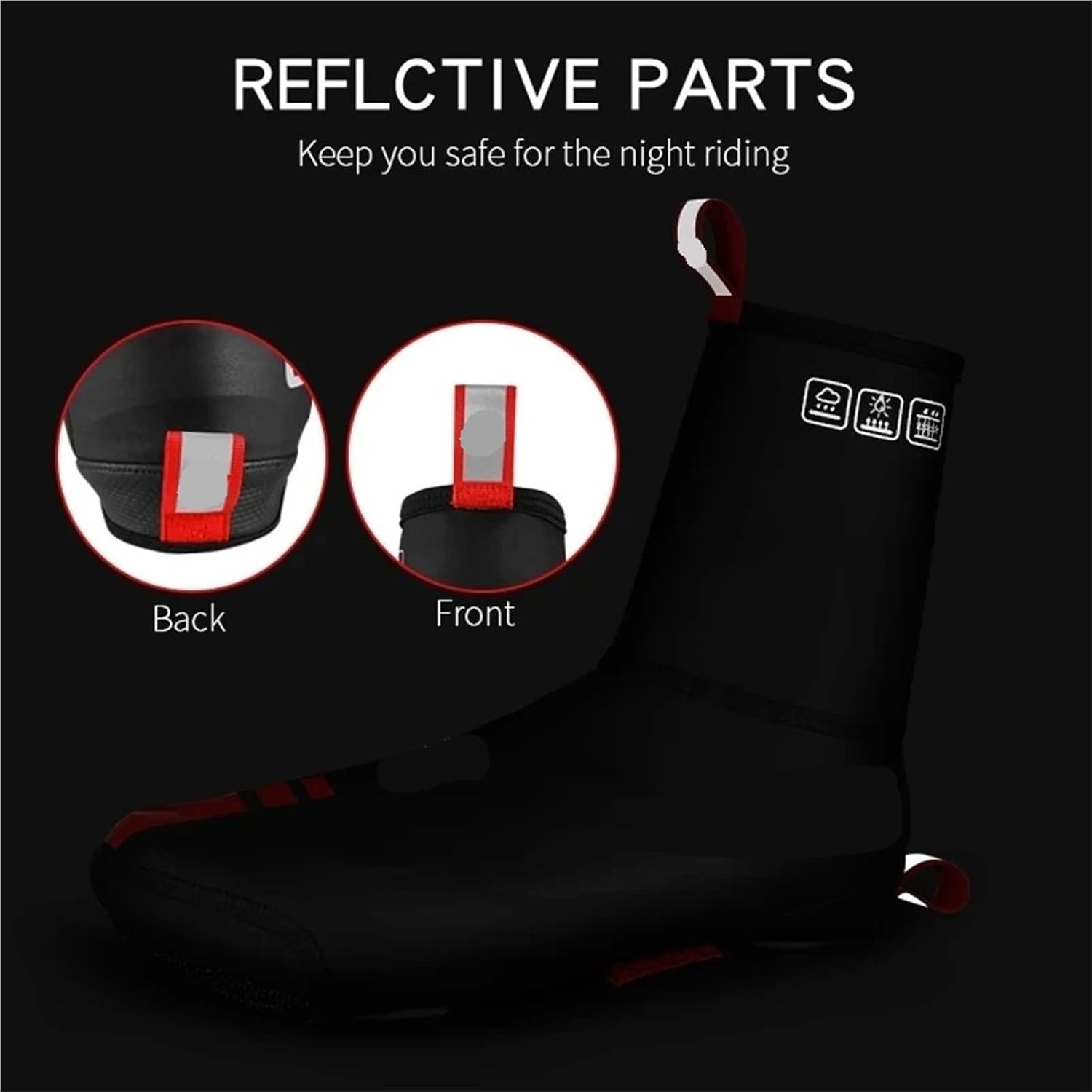 Cycling Shoe Cover Bicycle Shoes Covers Road Bike Winter Thicken Warm Thermal Overshoes Waterproof Reflective Cycling Shoe Cover(3XL)