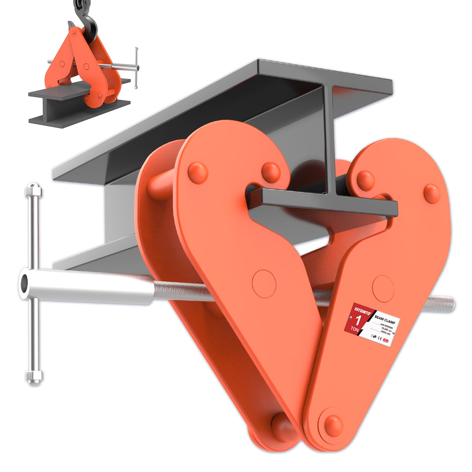 Vertical Beam Clamp 2200lbs/1 ton Capacity 3-9Inch Opening Range