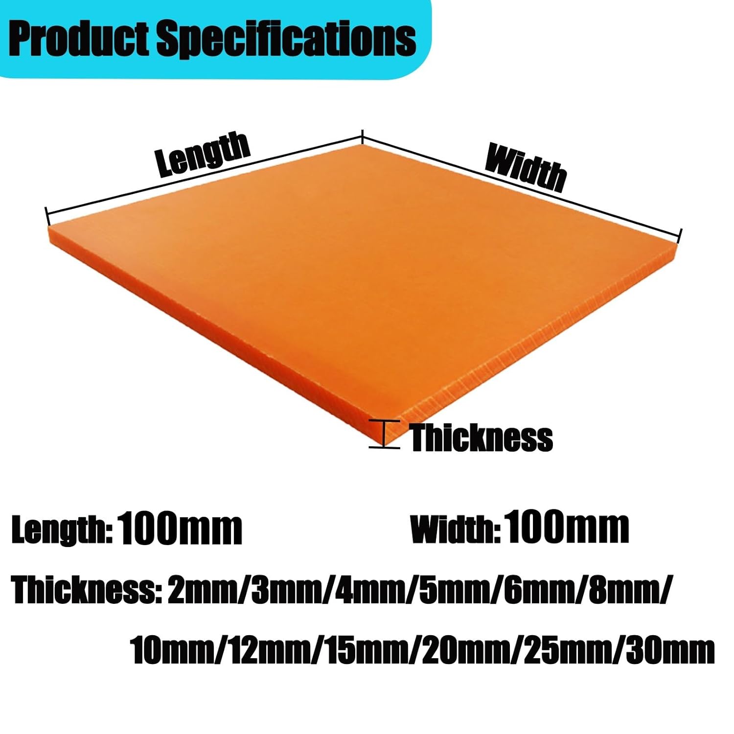 2 Pack Bakelite Sheet 100x100mm Thick 2mm-30mm Phenolic Resin Board Laminated Plate for DIY Crafts Prototyping ProjectsElectrical Insulation CNC(Orange,100x100x15mm)