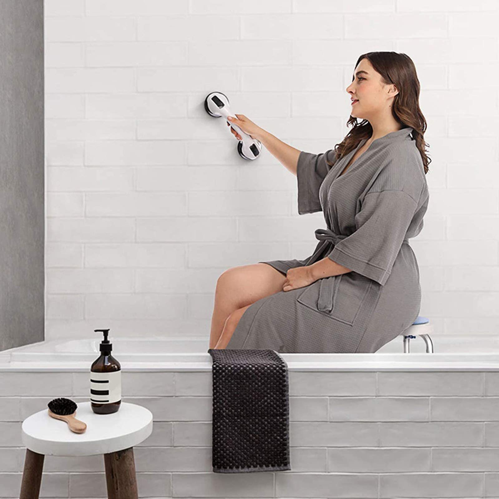 Taburete de ducha giratorio – Asiento de baño ajustable, antideslizante, ligero, silla de bañera para personas mayores, discapacitados