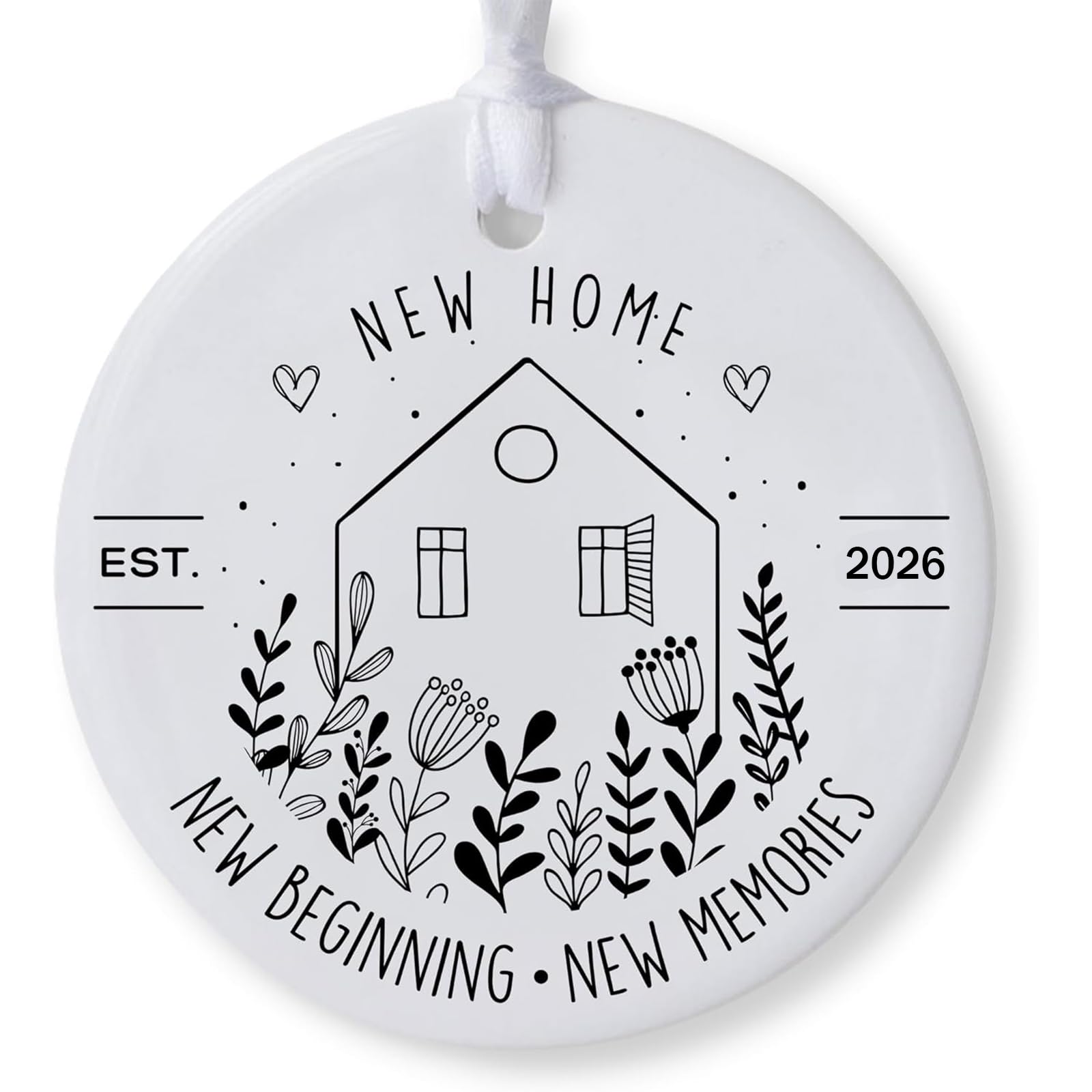Hotcho Women's White New Home Gifts 2025 – Ceramic Ornament With Gift Box, Housewarming Gifts For Couples, Friends, Teachers – New Beginning Memories Home Decor Keepsake