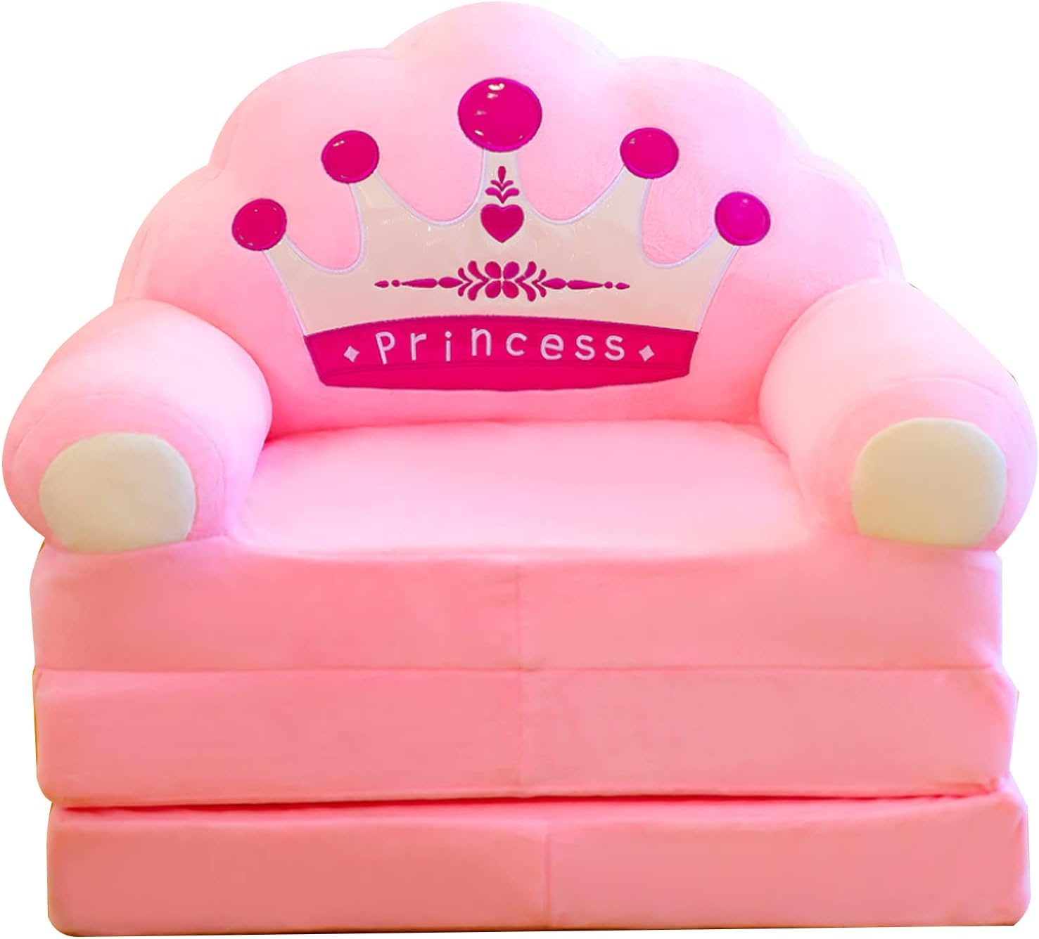 Beauenty Kids Sofa, Foldable Children Sofa Bed for 1-6 Year Old Baby Boys and Baby Girls Gift (Pink Princess)