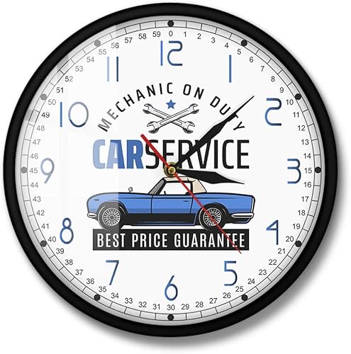 Mecánico de reparación de servicio de garaje vintage en estación de servicio, reloj de pared automotriz para automóvil, reloj de pared personalizado