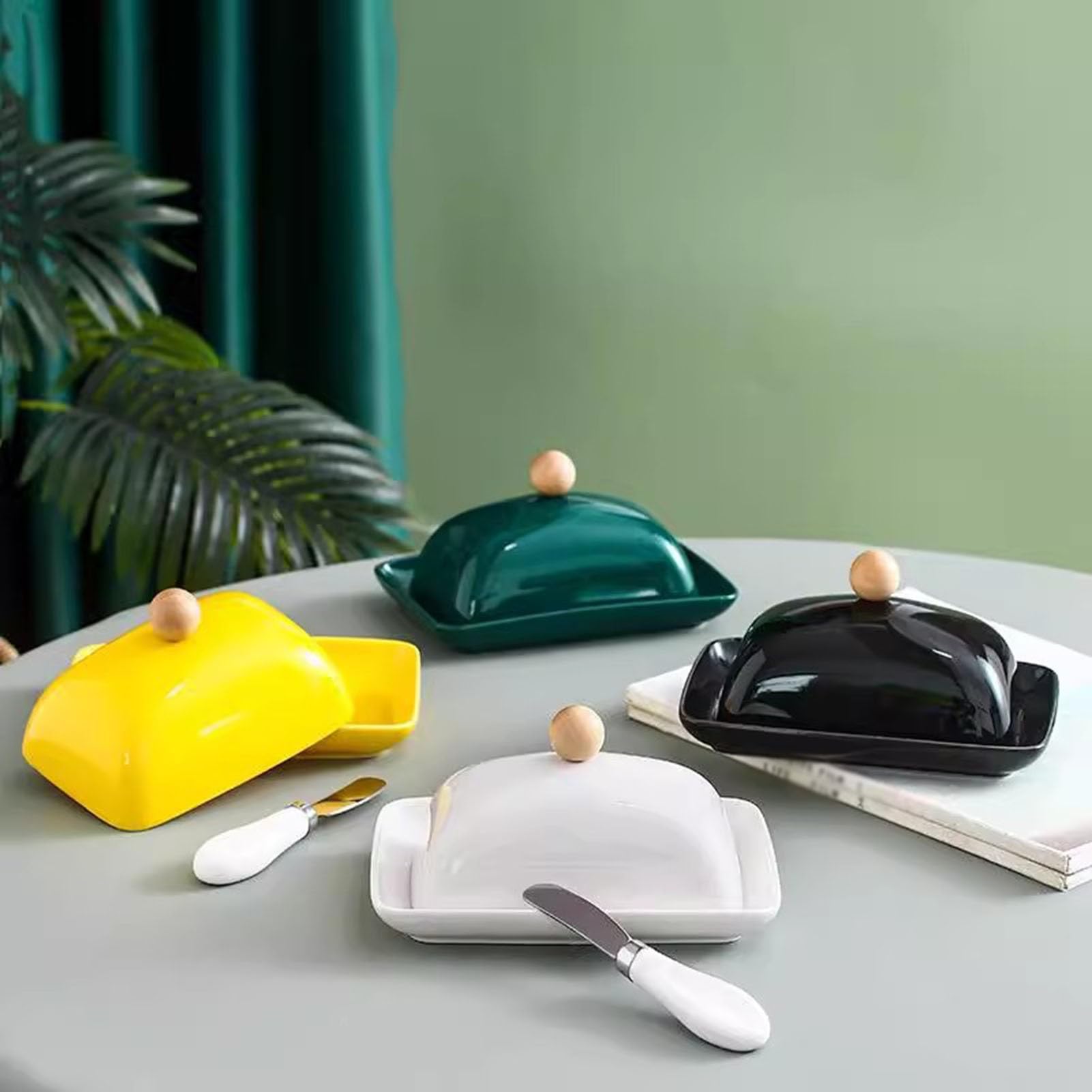 Beurrier avec couvercle, plateau facile à ramasser pour la décoration de la cuisine et la cuisine, idéal pour stocker et servir le beurre, design durable et élégant