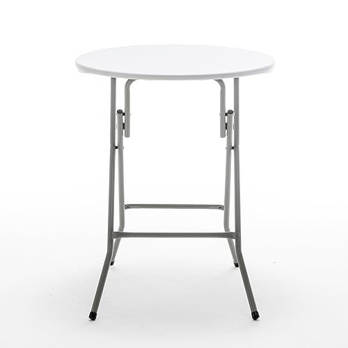 Miniatura 7 de BTEXPERT Mesa plegable redonda de plástico blanco de 24 pulgadas, portátil comercial para picnic, fiesta, camping, banquete, tarjetas, comedor,
