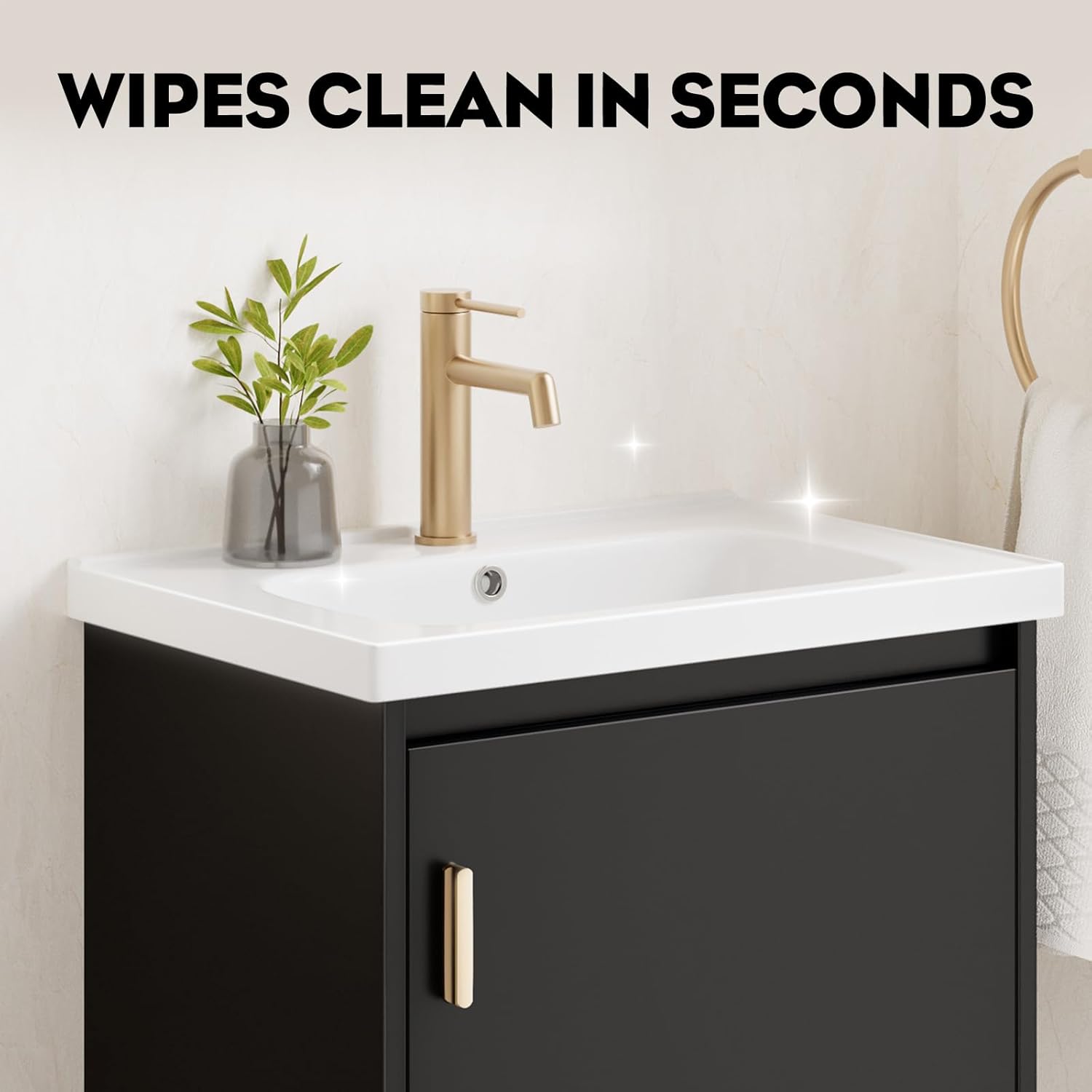 phiestina 20 Inch Floating Small Bathroom Vanity, Pre-Assembled Wall Mounted Black Cabinet with Soft-Close Door,Single Hole Ceramic Sink, Modern Space-Saving Design, No Faucet,BV04-20-PUREBLACK