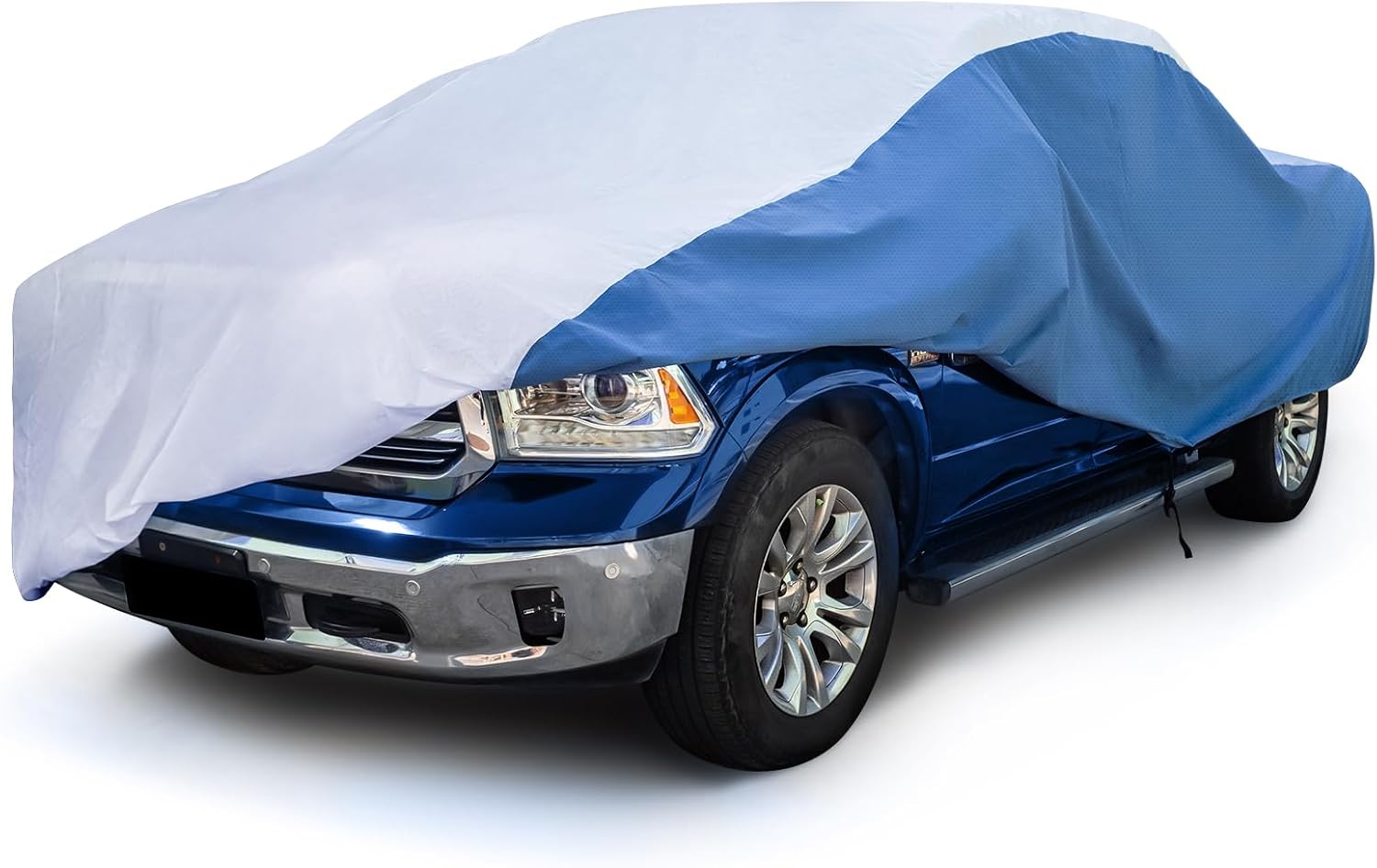 Season Guard HYVEK™ Truck Cover up to 240", Heavy-Duty Waterproof All-Weather Outdoor Cover with Breathable Blue Sides, PE Outer, Cotton Lining, UV & Scratch Protection, White/Blue