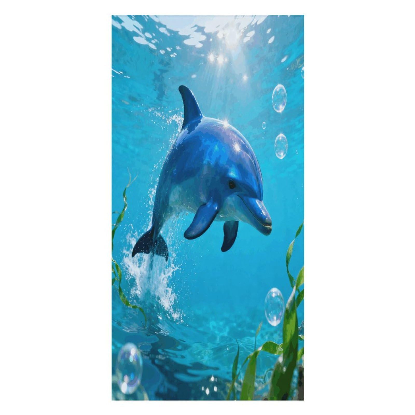 FekiLoot Blue Dolphin Beach Towel Oversized Bath Towel Ultra Soft Pool Towel Cozy Swim Towel Silky Lounge Towel Quick Dry Travel Towel Gentle Absorbent Towel for Adults Women Men