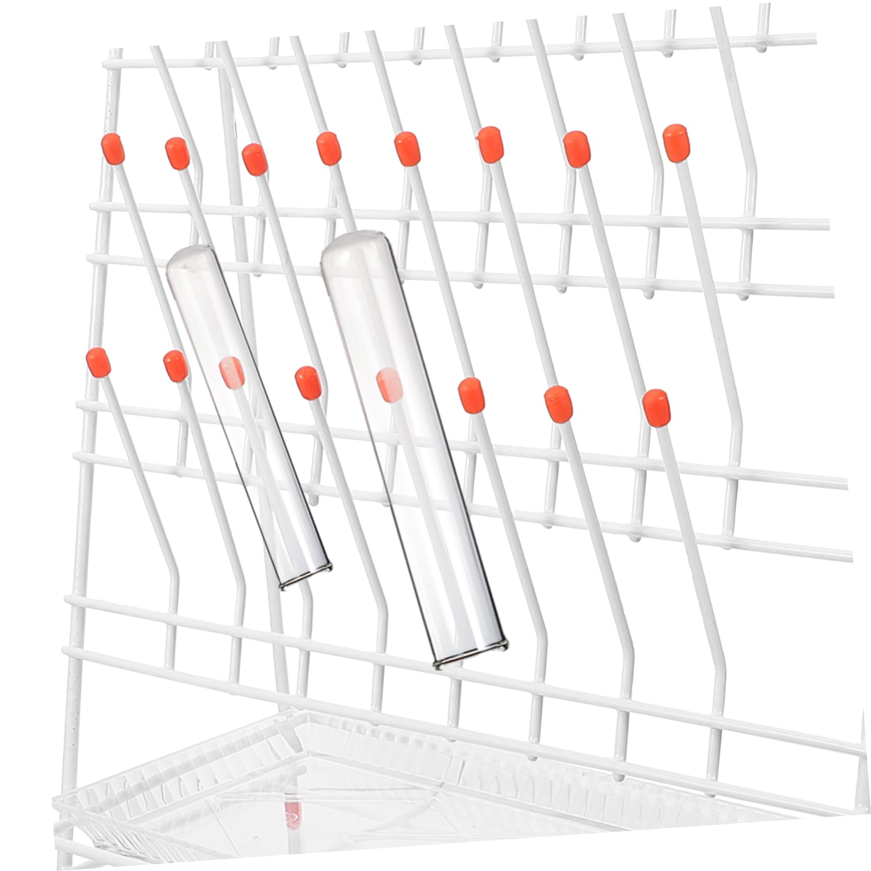Weißes Flasche Drying Rack aus Eisen mit 32-peg Design Enhanced Stability und Easy Cleaning als Laborröhrchengestell und Trockengestell für Laborbecher