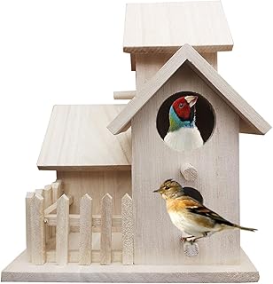 Unpainted Bird houses, Bird Nest Unfinished Unpainted with DIY Bird Breeding Nest Unpainted, Natural Birdhouse Decoration, Humming Bird Houses for Outside Hanging, Wooden Bird Nest Unpainted