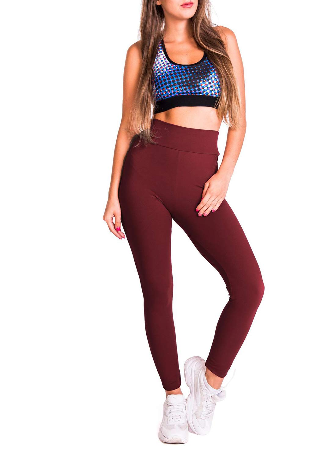Lot de 2 Leggings Femme Taille Haute contrôle du Ventre Stretch Sports Workout Gym Running Pantalon de Yoga