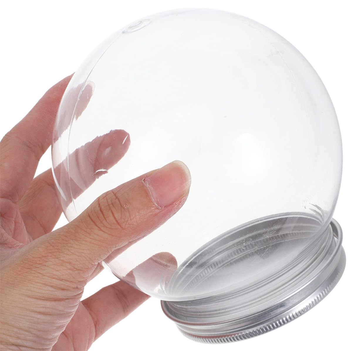 Housoutil 12 Piezas Bola de Nieve de Plástico Transparente de 600ml con Tapa de Aluminio para Decoración Navideña en Casa y Accesorios DIY con Diseño Redondo y Ambiente Festivo