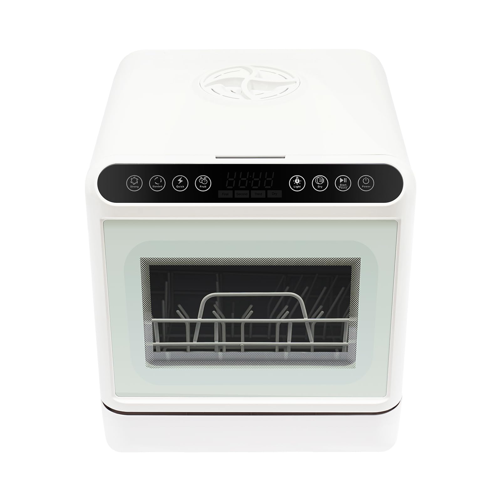 Zmywarka stołowa 6 l, mini zmywarka do naczyń, 1100 W, mała zmywarka do naczyń, 72 °C, higiena wysokotemperaturowa, 4 programy, zmywarka stołowa do mieszkań, na kemping, do kamperów, biała