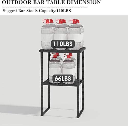 Miniatura 6 de Sundale Outdoor Barra de mimbre de 36.6 pulgadas de altura, mesa de ratán alta para todo tipo de clima, mesa de comedor bistró con estante de