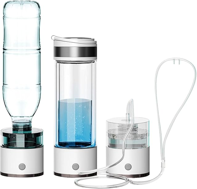 Portable Hydrogen Rich Water Bottle Water Purifier Hydrogen Generator Glass Bottle H2 Lonizer Electrolysis Cup 5000ppb Max Water Purifiers, Black-2
