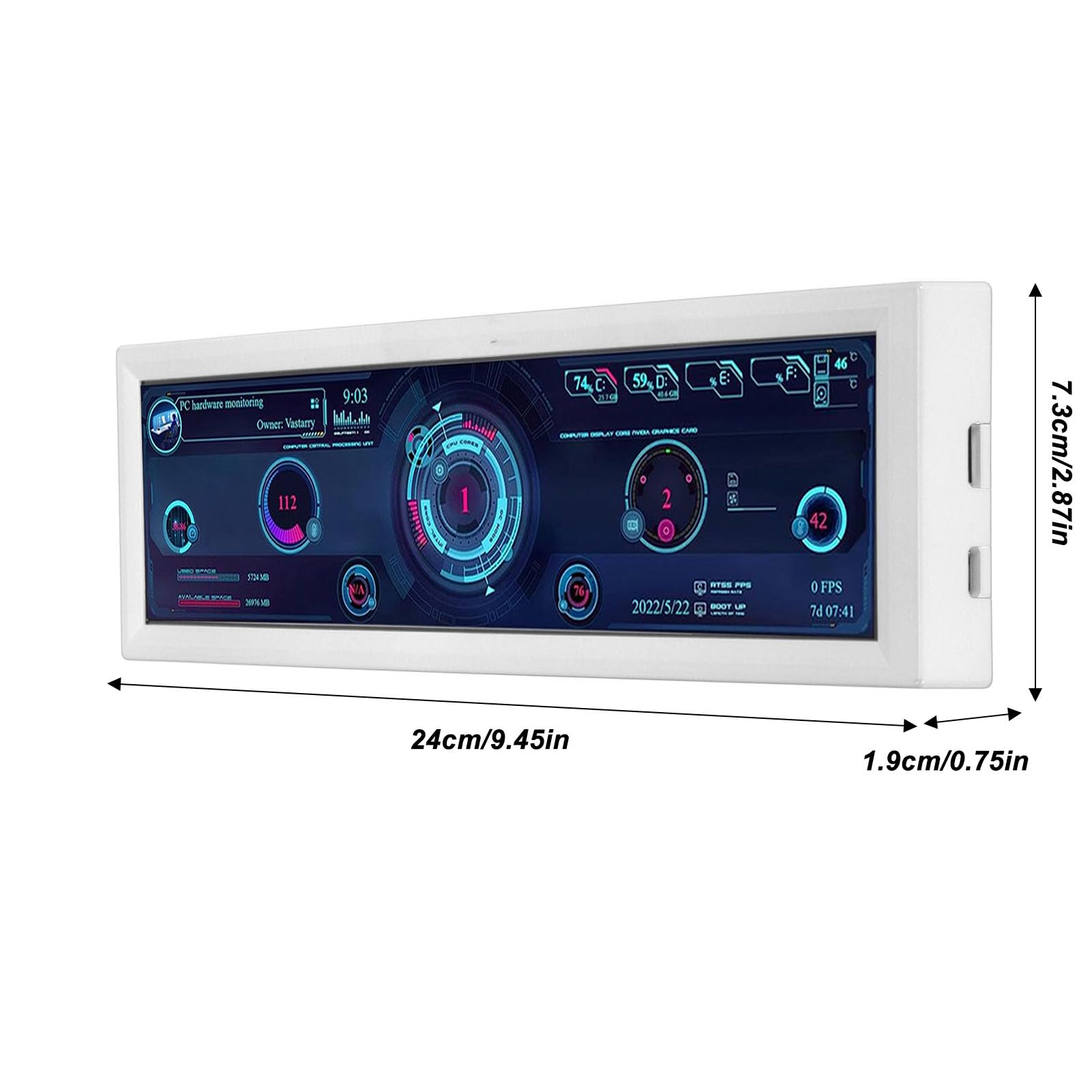 Keenso Display Professionale per Temperatura CPU PC da 8,8 Pollici Schermo LCD HD IPS per RPi, Plug and Play per Professionisti, Programmatori, Studenti - ABS, 1 Display (WHITE)