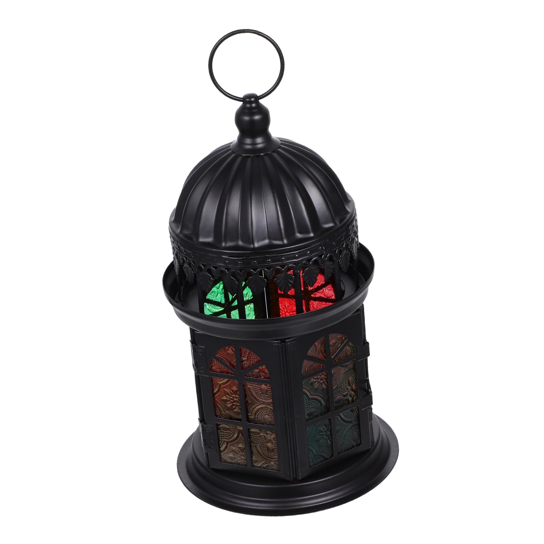 Cabilock Stained Glass Chandelier Outdoor Chandelier Patio Candle Holders Wedding Lanterns Decor for Table Black Wedding Decor Metal Outdoor Decor Desktop Decor Ornaments Tinplate Household