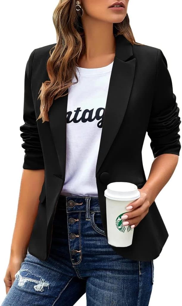 Cicy Bell Damen Casual Langarm Blazer Revers Büro Arbeit Blazer Jacke