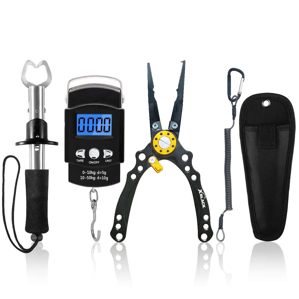 XBLACK Fishing Tool Kit Fishing Pliers Fish Gripper Fishing Scale Fish Grip Tools Set Saltwater Resistant Fishing Gear