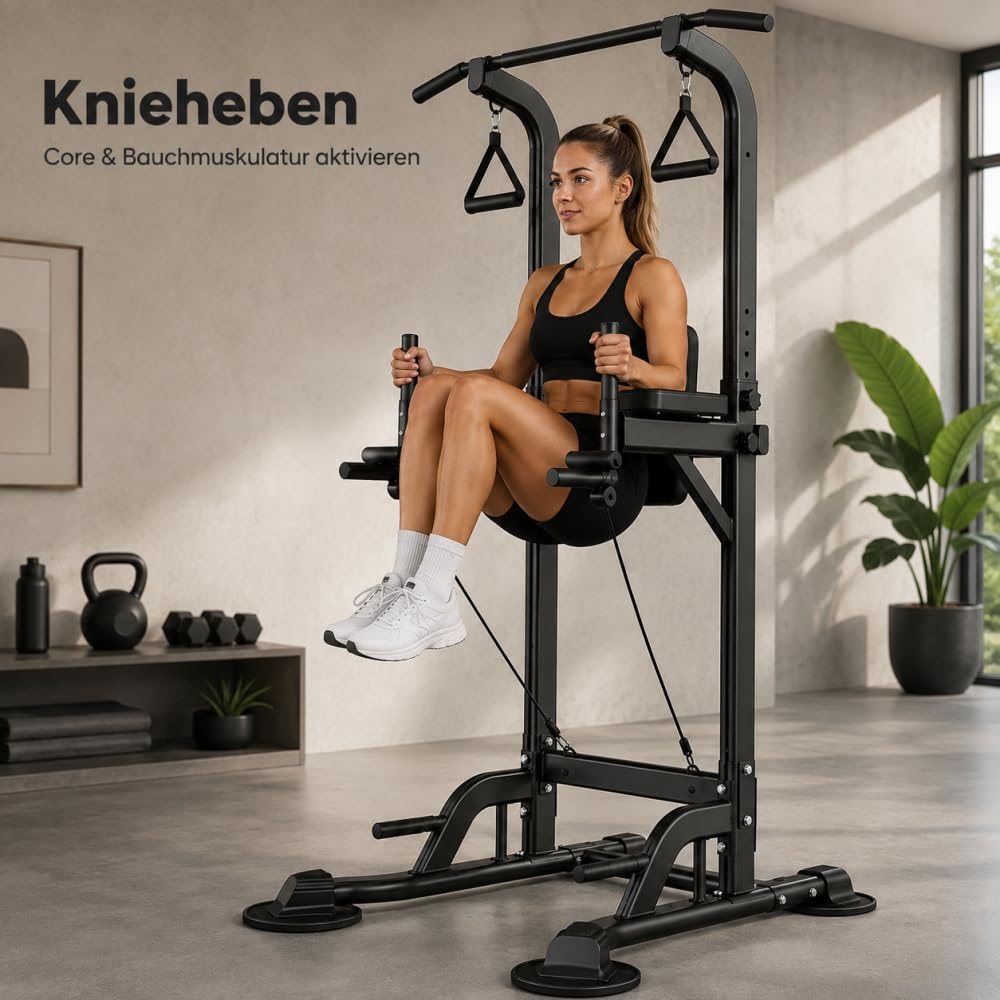Power Tower 10-fach höhenverstellbar, Klimmzug- & Dip-Station bis 160 kg