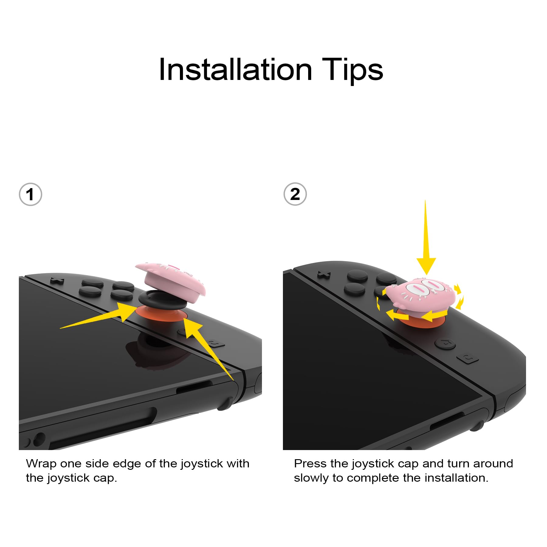 PlayVital 4 Piezas de Agarres para el Pulgar para Nintendo Switch 2 2025, Kawaii Tapas de Silicona para Joysticks de Joycon, Protector para Joystick, Accesorios para Switch 2 (Gato Lunar)