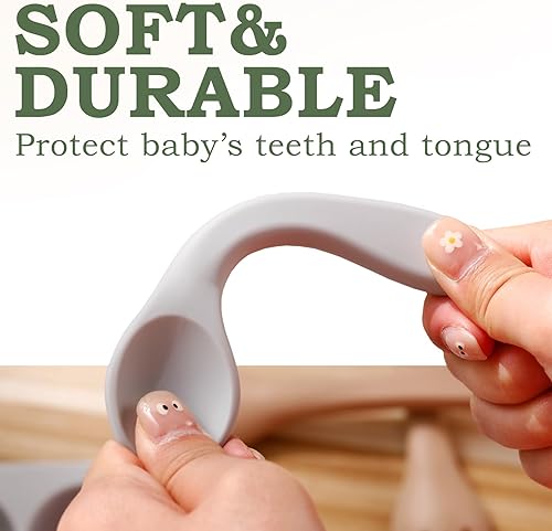 Miniatura 6 de Hoolerry Juego de 12 platos para niños pequeños, tenedor, cuchara, juego de alimentación de silicona, platos de succión para bebés, suministros de