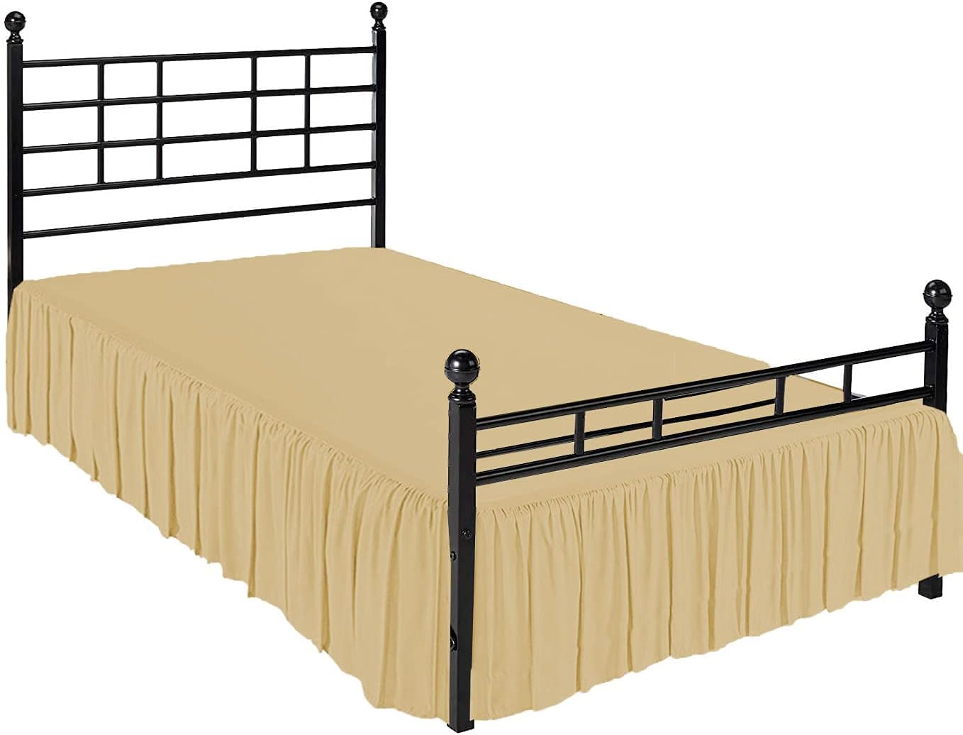 Split Corners Dust Ruffled Bed Skirt with Platform Three Sided Coverage -King, White, 18 Inch Drop Soft Sheen and Luxurious Look - Bed Skirt