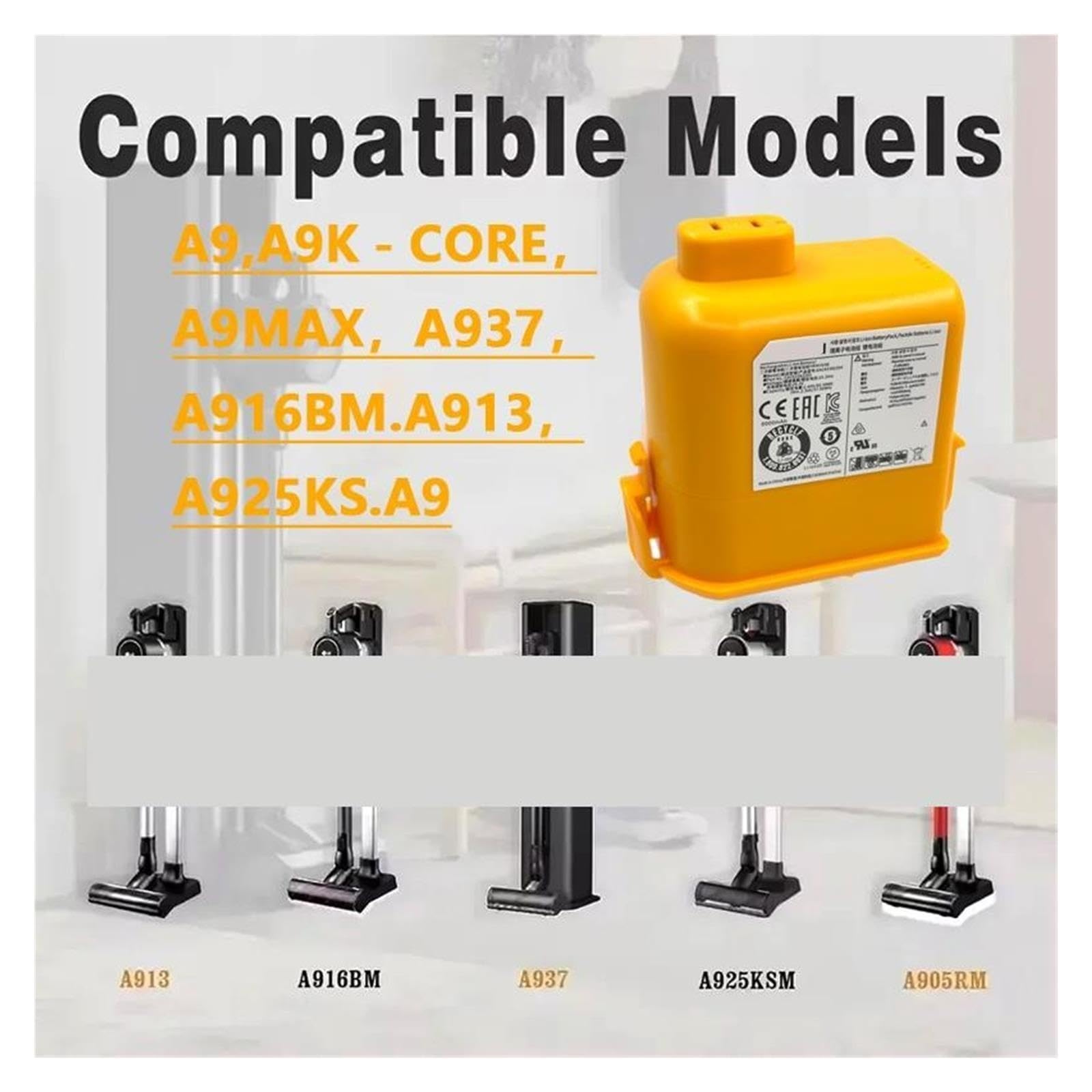 Compatibile Con LG, CordZero A9 Batteria 4000mAh 6000mAh Sostituzione Compatibile Con L'aspirapolvere A9S/P9 EAC63382204/EAC63382201.(LG A9-6000mAh 2PCS)