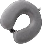 Oreiller de voyage en mousse de mémoire en forme de U, Oreil de cou avec couverture amovible, Oreilleur de cou en mousse pure, repose-tête portable super léger pour airplane, voiture, maison, bureau(Gris foncé)