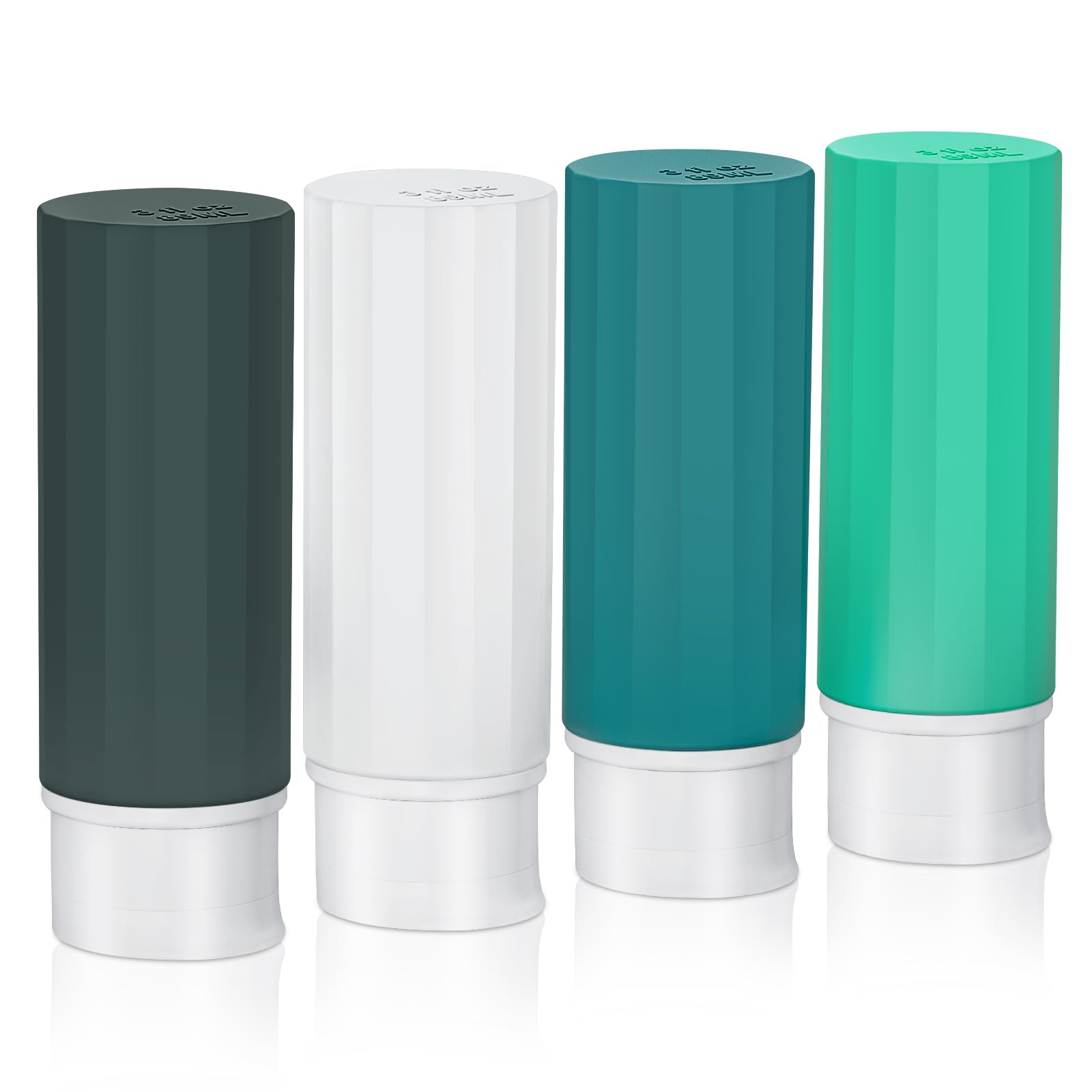 Yolaist Travel Bottles - 4 Pack TSA Approved Leakproof Silicone Portable Refillable Containers for Shampoo, Conditioner, Body Lotion, Soap (3oz/89ml)