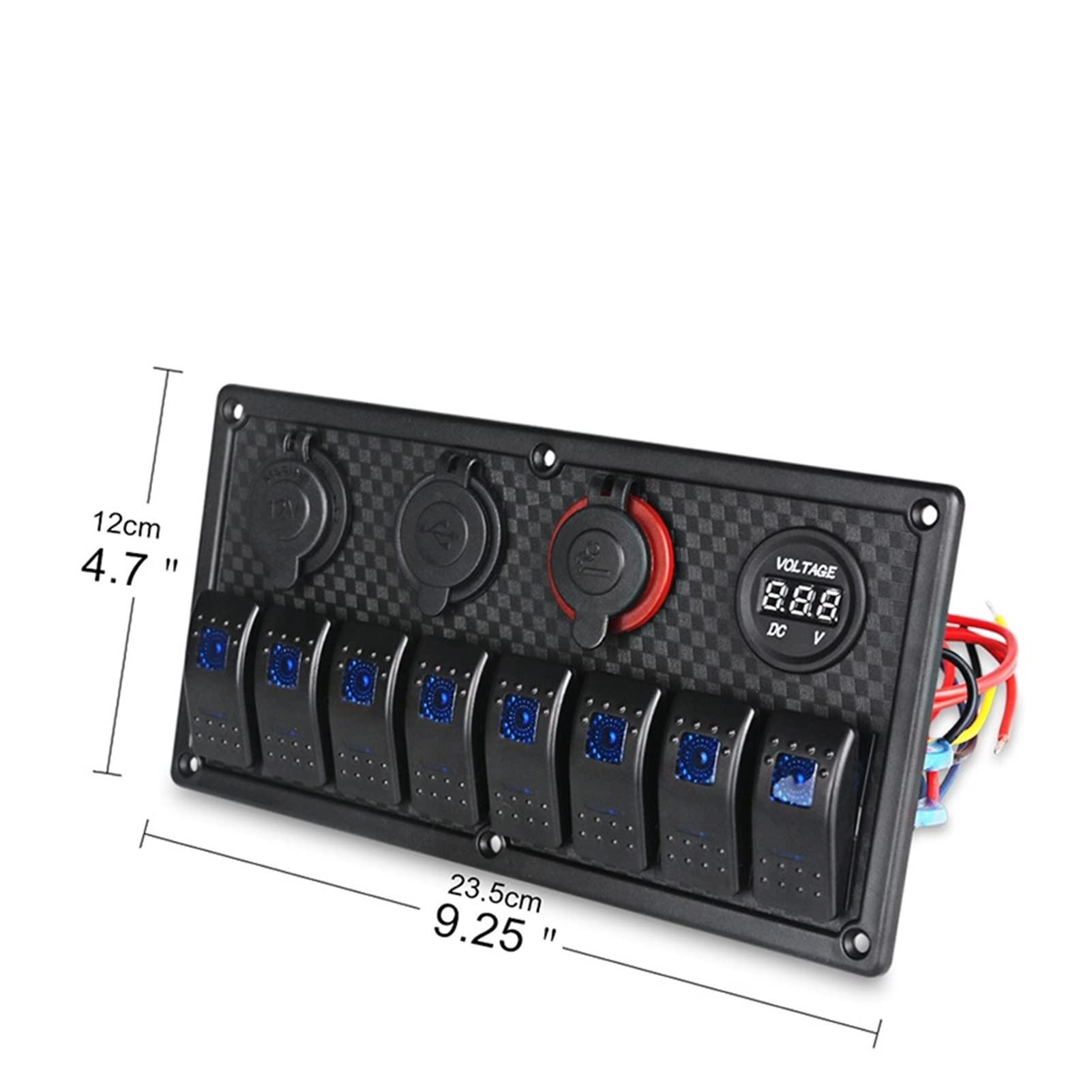 Przełączniki i przekaźniki do samochodów Pasuje do 1. 2V / 24V 8 Panel przełączania morskiego Gang On-off + Dual Usb. Gniazdo zapalniczki na papierosowe wodoodporne z woltomierz LED Usb. Ładowanie