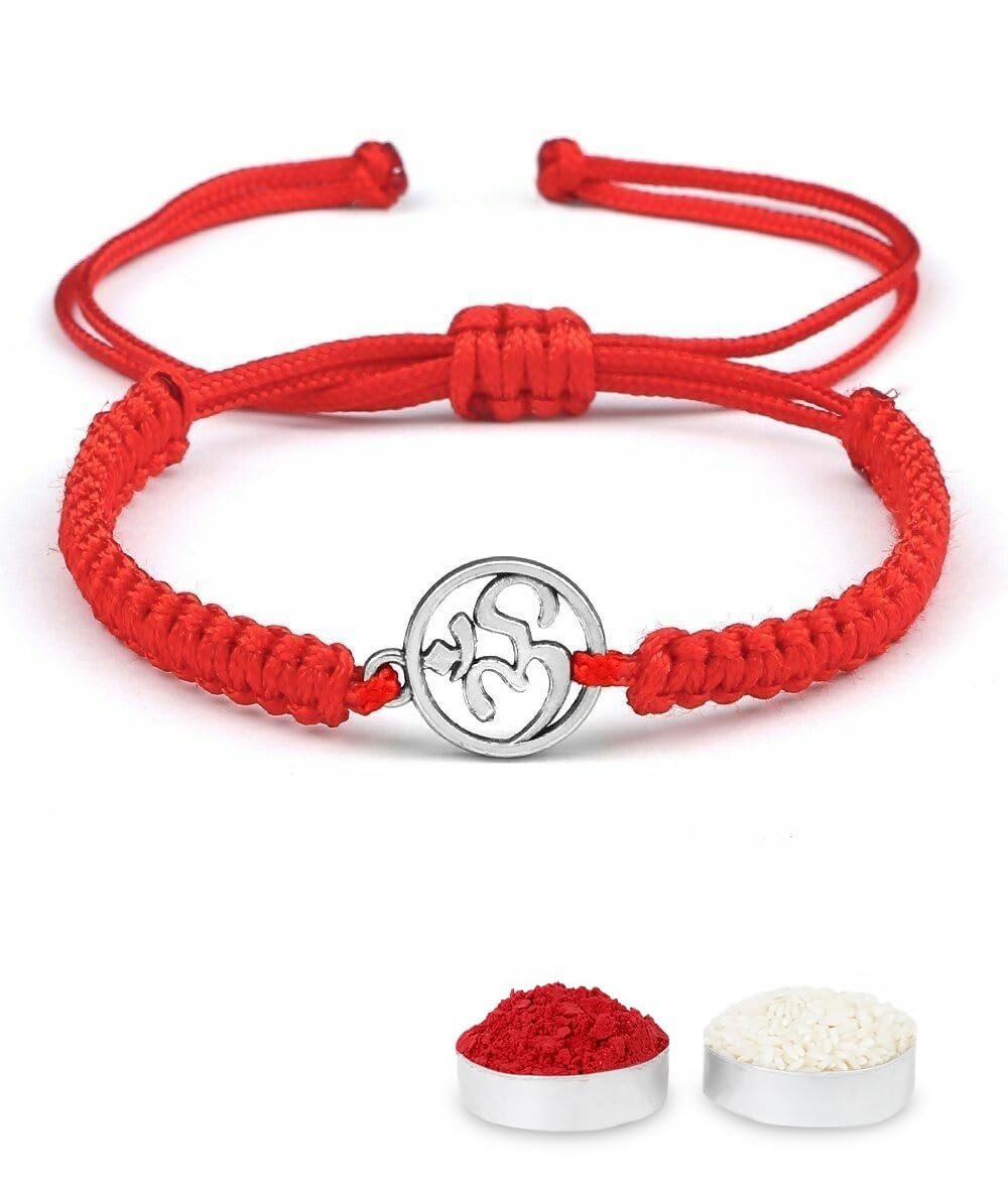 El Regalo Stainless Steel OM/Aum Rakhi for Brother - Minimalist Red OM Bracelet Rakhi for Bhai with Roli Chawal in Rakhi Box (B0C99KNVH5) Amazon Price History, Amazon Price Tracker