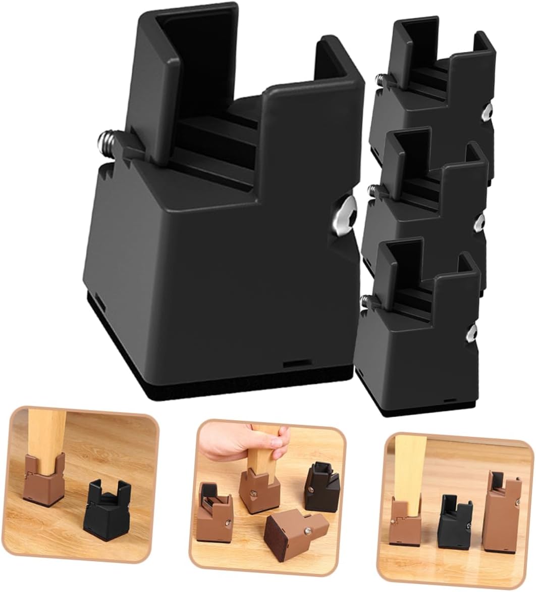 4Pcs Adjustable Bed Raising Block Height Increase Furniture Risers for Desk and Table Legs Compatible Supports Up