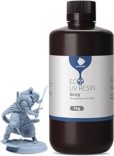 ANYCUBIC 3D Printer Resin with Low Odor and Safety, 405nm UV Plant-Based Rapid Resin with High Precision and Quick Curing for LCD 3D Printing (Grey, 1000g)