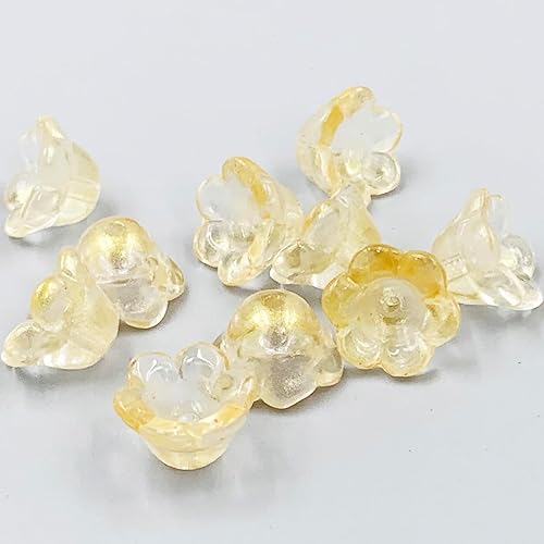 Miniatura 7 de Cuentas de flores, 140 cuentas de cristal sueltas de trompeta mixta, cuentas de vidrio sueltas de campana, cuentas espaciadoras con agujero para