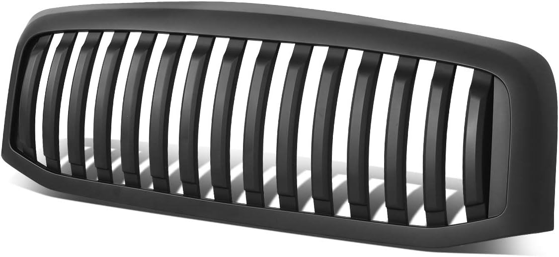 Auto Dynasty Front Grille Grill Compatible with 2006 2007 2008 2009 Dodge Ram 1500 2500 3500, Badgeless Vertical Style Front Bumper Hood Grille, Matte Black