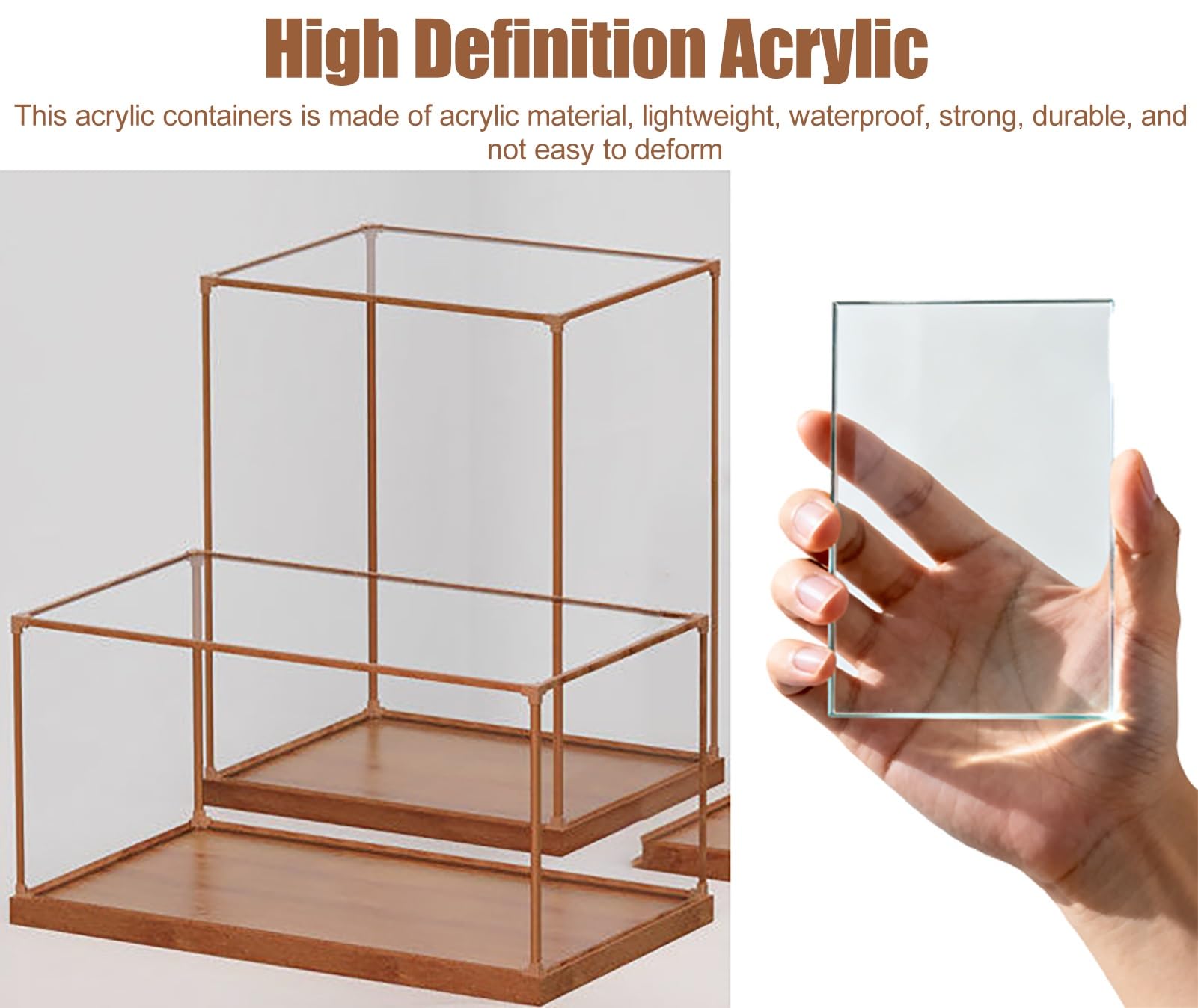 Vetrina extra lunga in acrilico per modellini di auto, impilabile, contenitore in legno e C Sto per bambole e modelli alimentari (60 x 50 x 50 cm 61 x 50 x 50 cm)