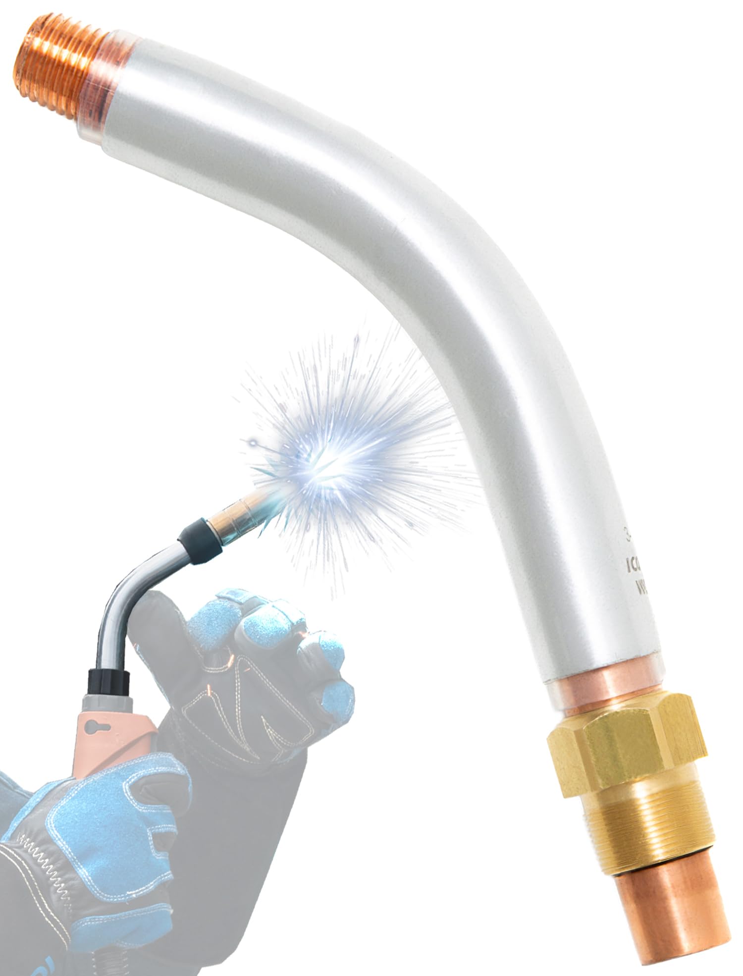 Pistolet à souder Mig QT3 aluminium 45 degrés à manche fixe anti fatigue