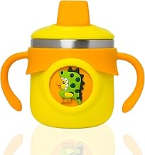 THE LITTLE LOOKERS Stainless Steel Insulated Hot & Cold Sipper Bottle for Baby | Sippy Cup With Straw | Travelling Water Bottle (Yellow - 260ml)